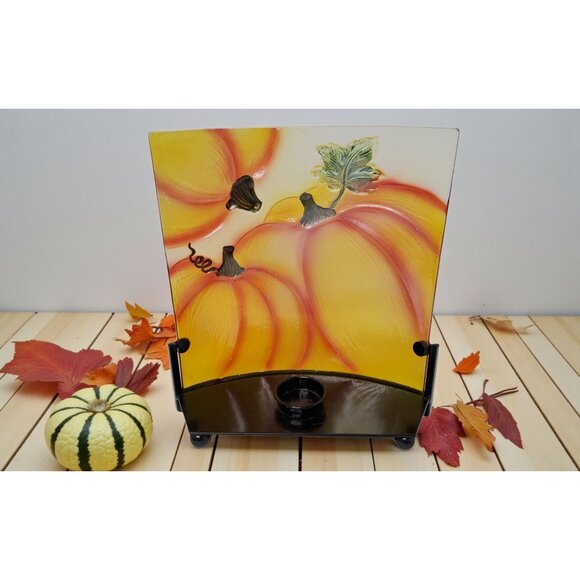 Beautiful Fall Stained Glass Pumpkin Display With Candle Holder For Candle Light - Picture 4 of 8